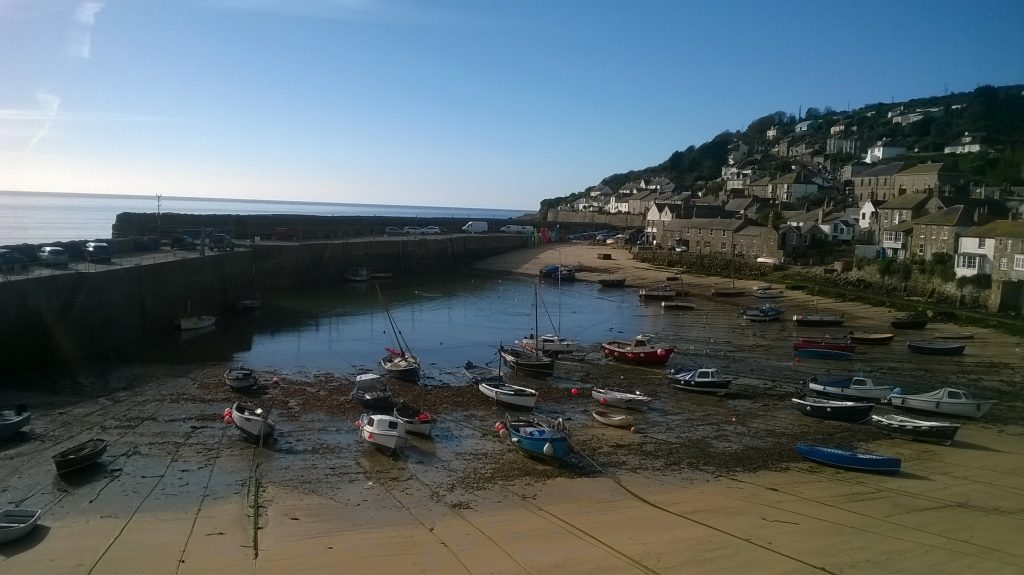 Mousehole harbour at low tide, Cornwall