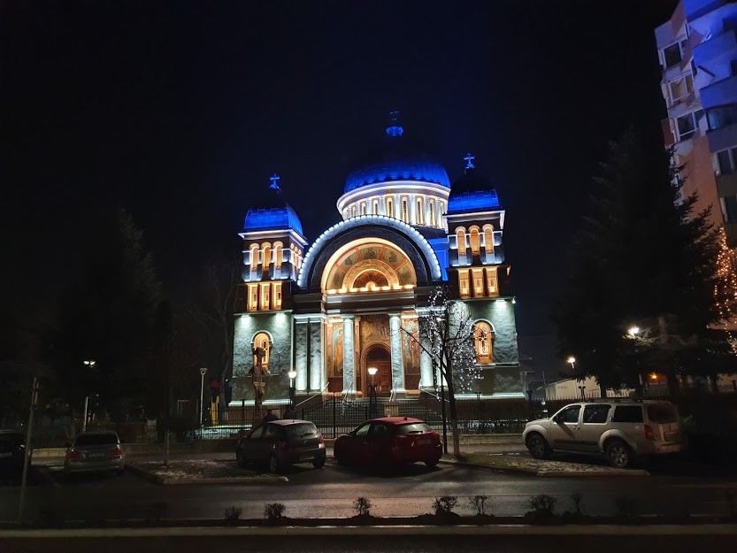 Blue Lights on Orthodox Church
