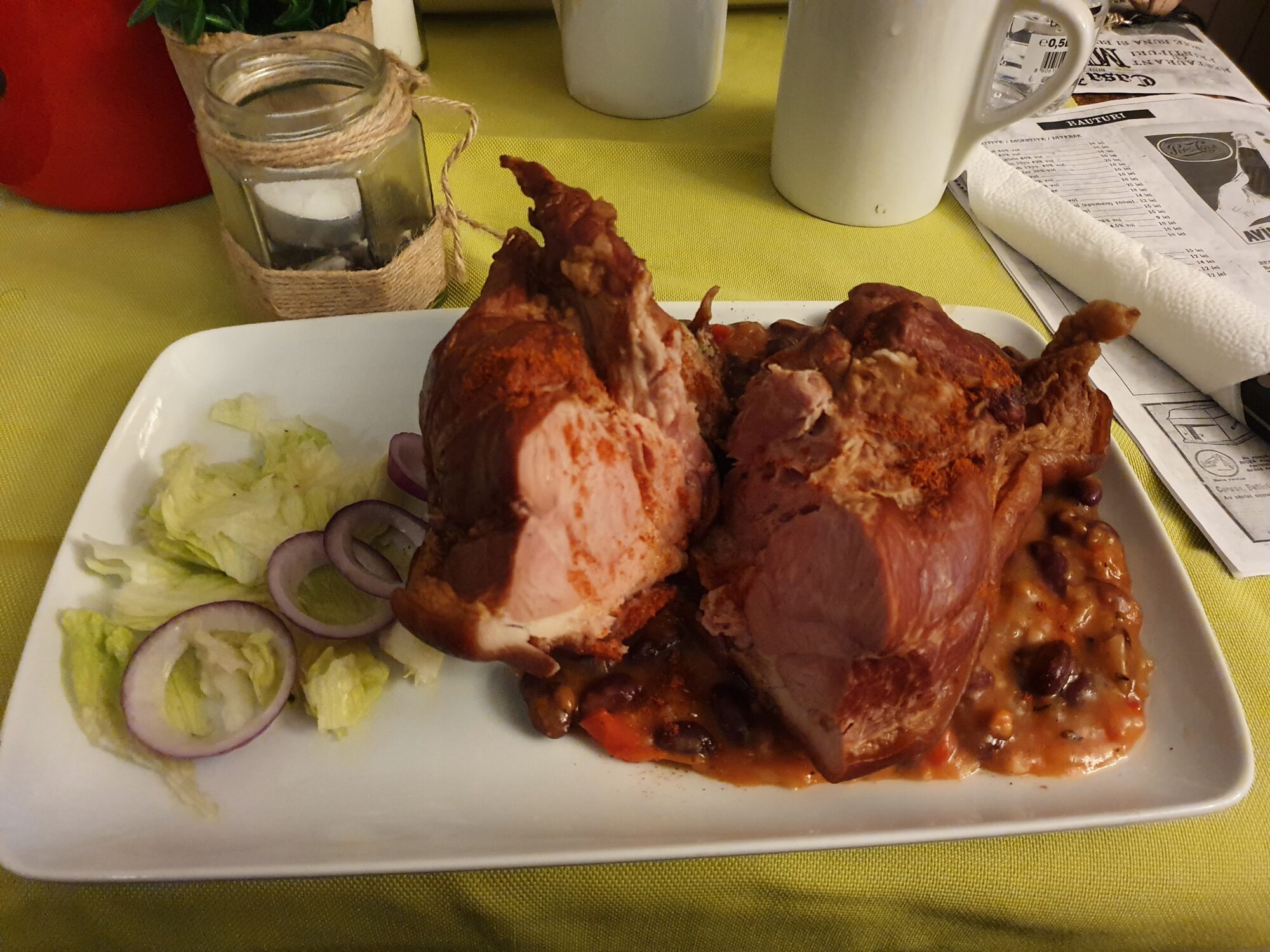 Ham joint and beans