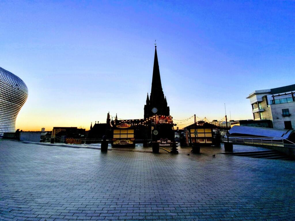 Digbeth from above at sunrise.