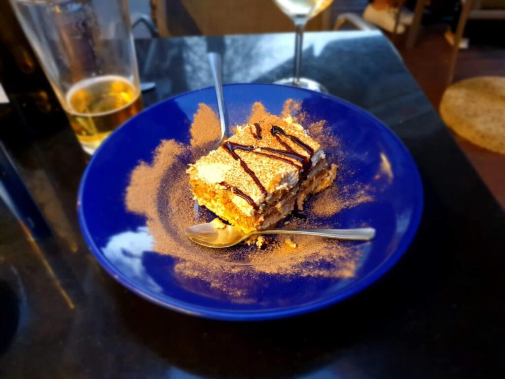 Desert Tirimisu at Italian Restaurant in Birmingham.