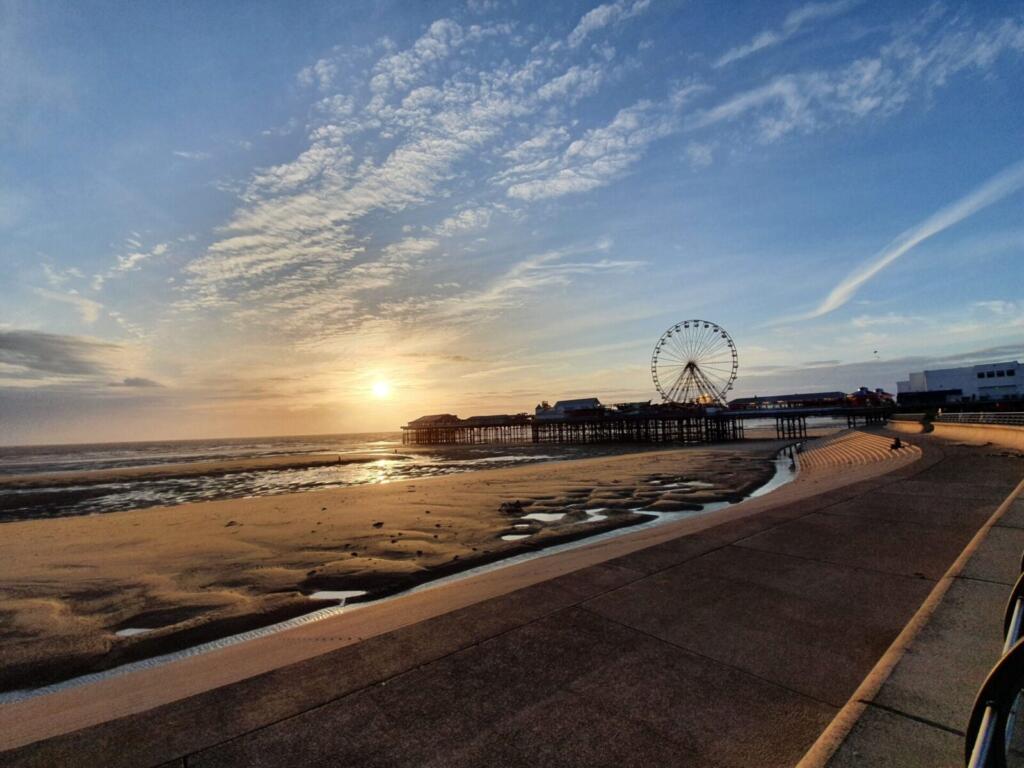 Sunset towards Central Pier Blackpool