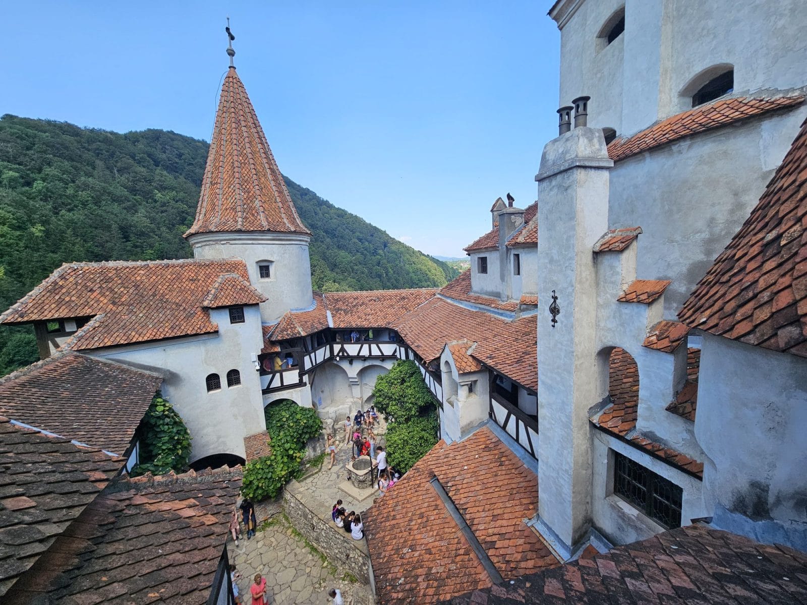 Bran castle courtyard from above