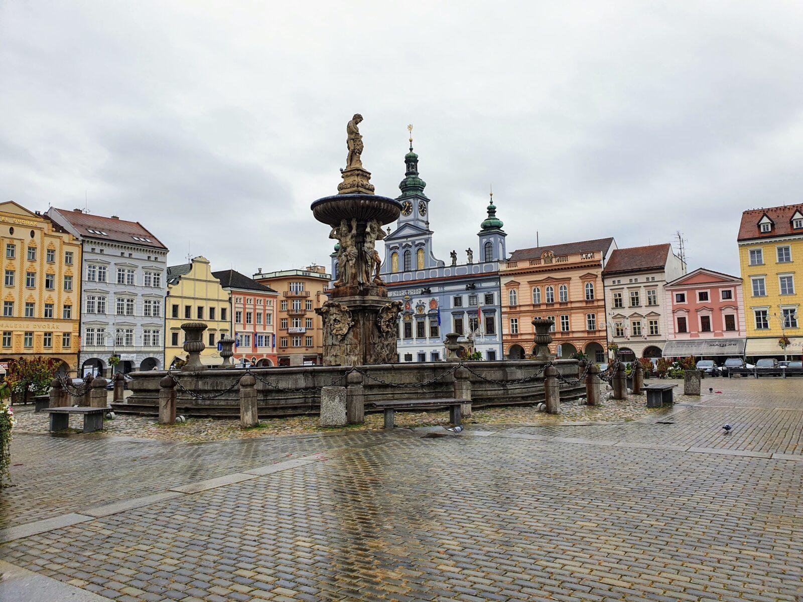 Samson fountain in Ceske Budejovice