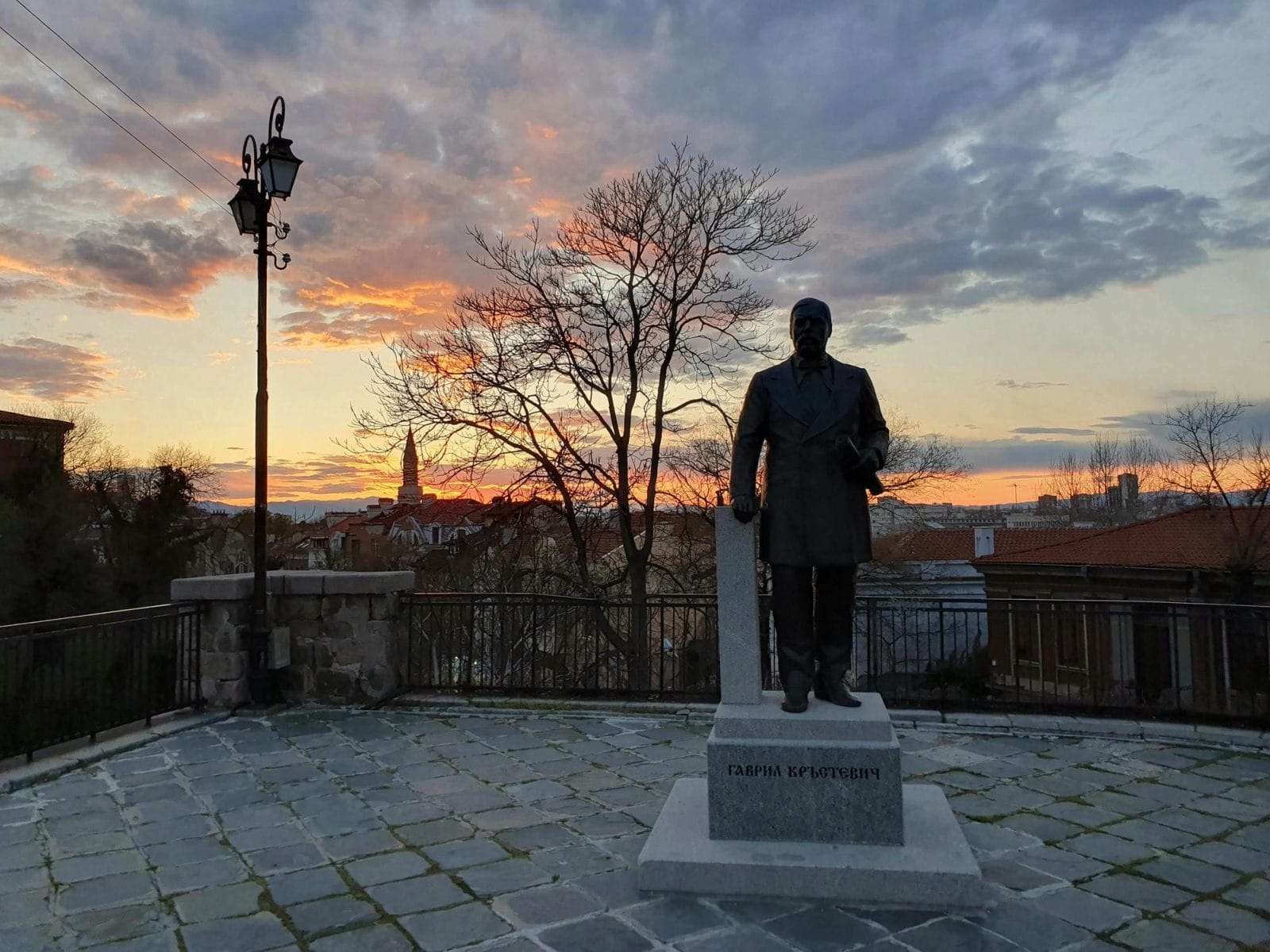 Plovdiv Statue at Sunset