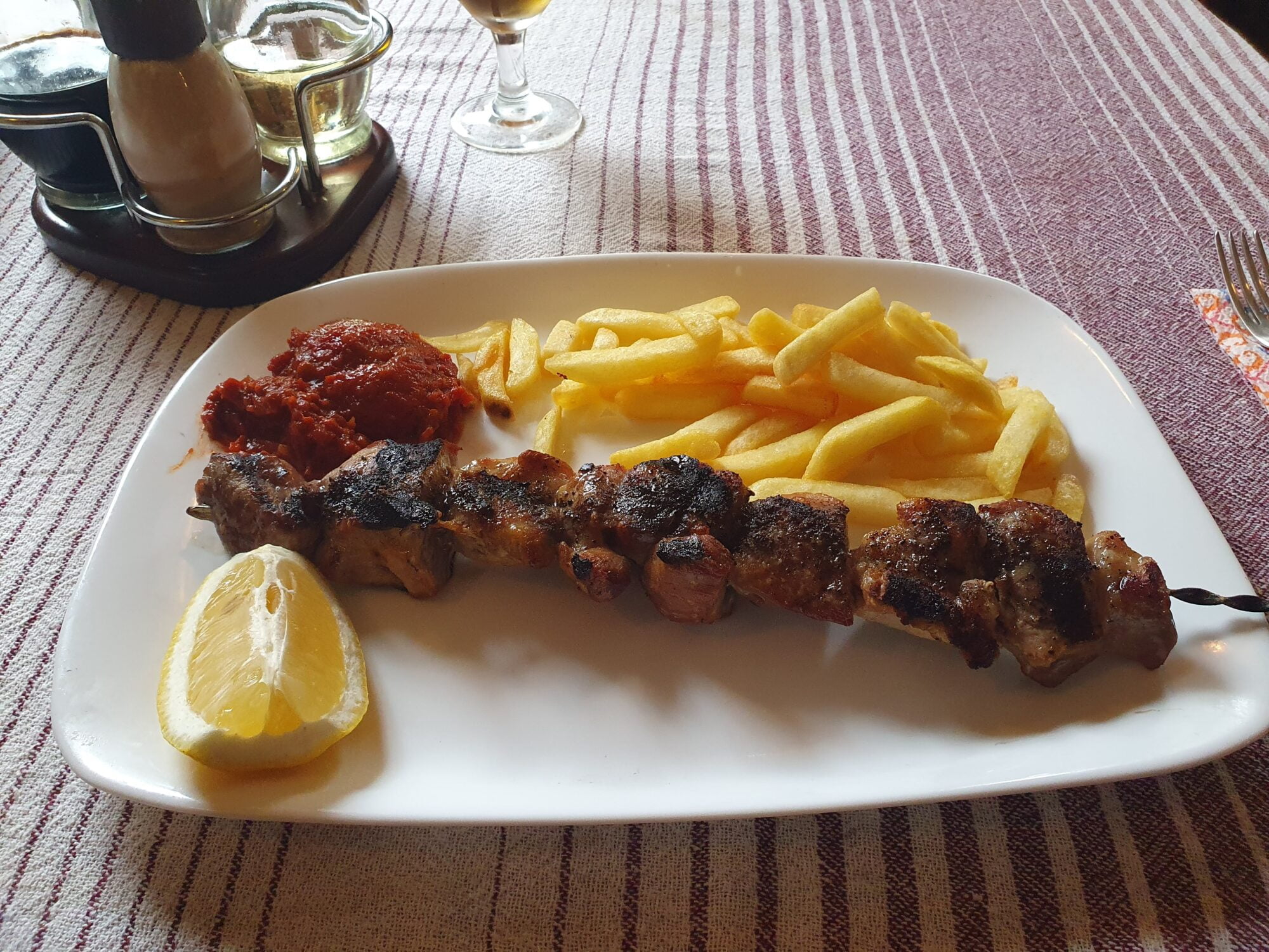 Pork Skewers and chutney
