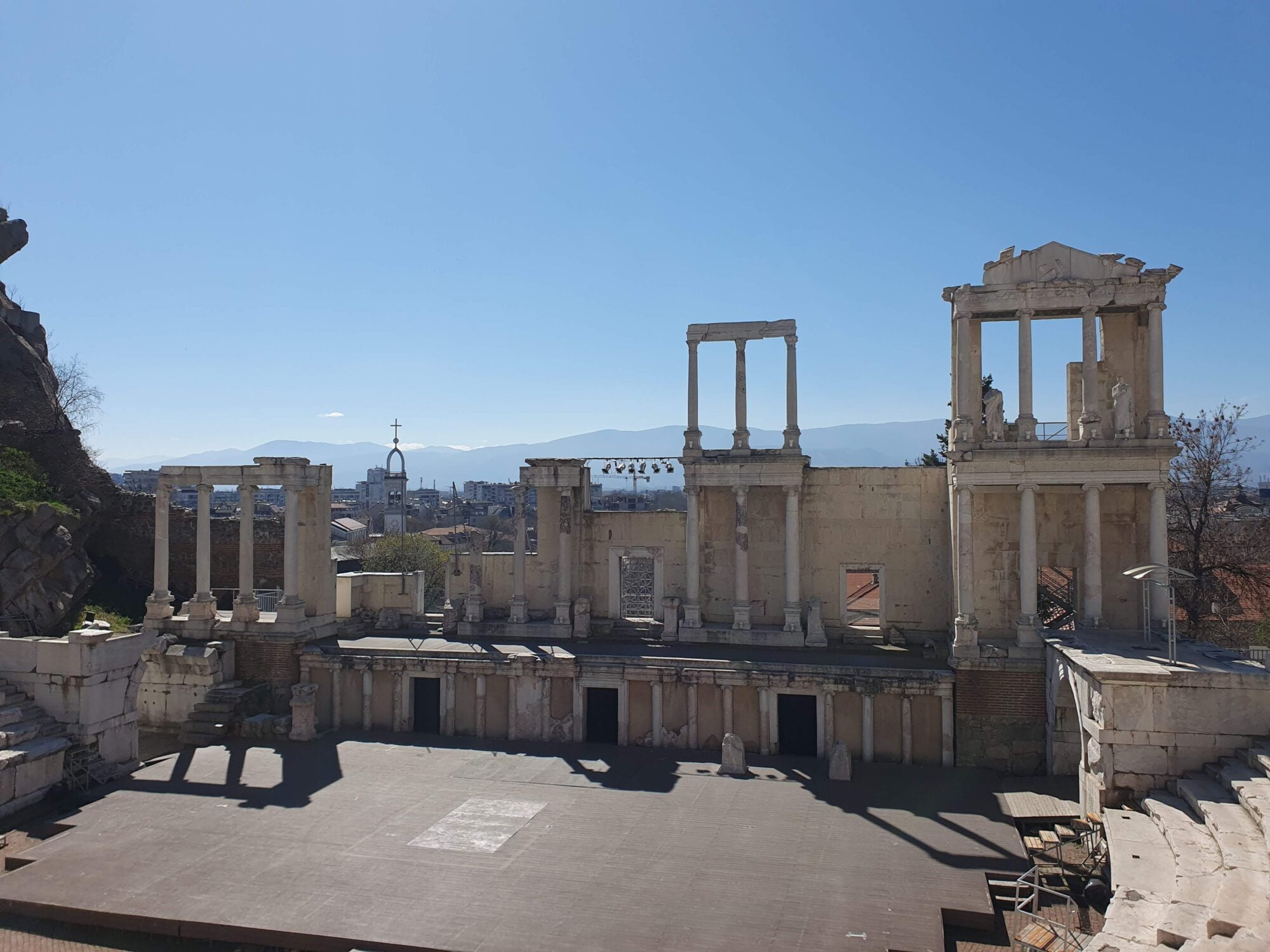 Columns and statues