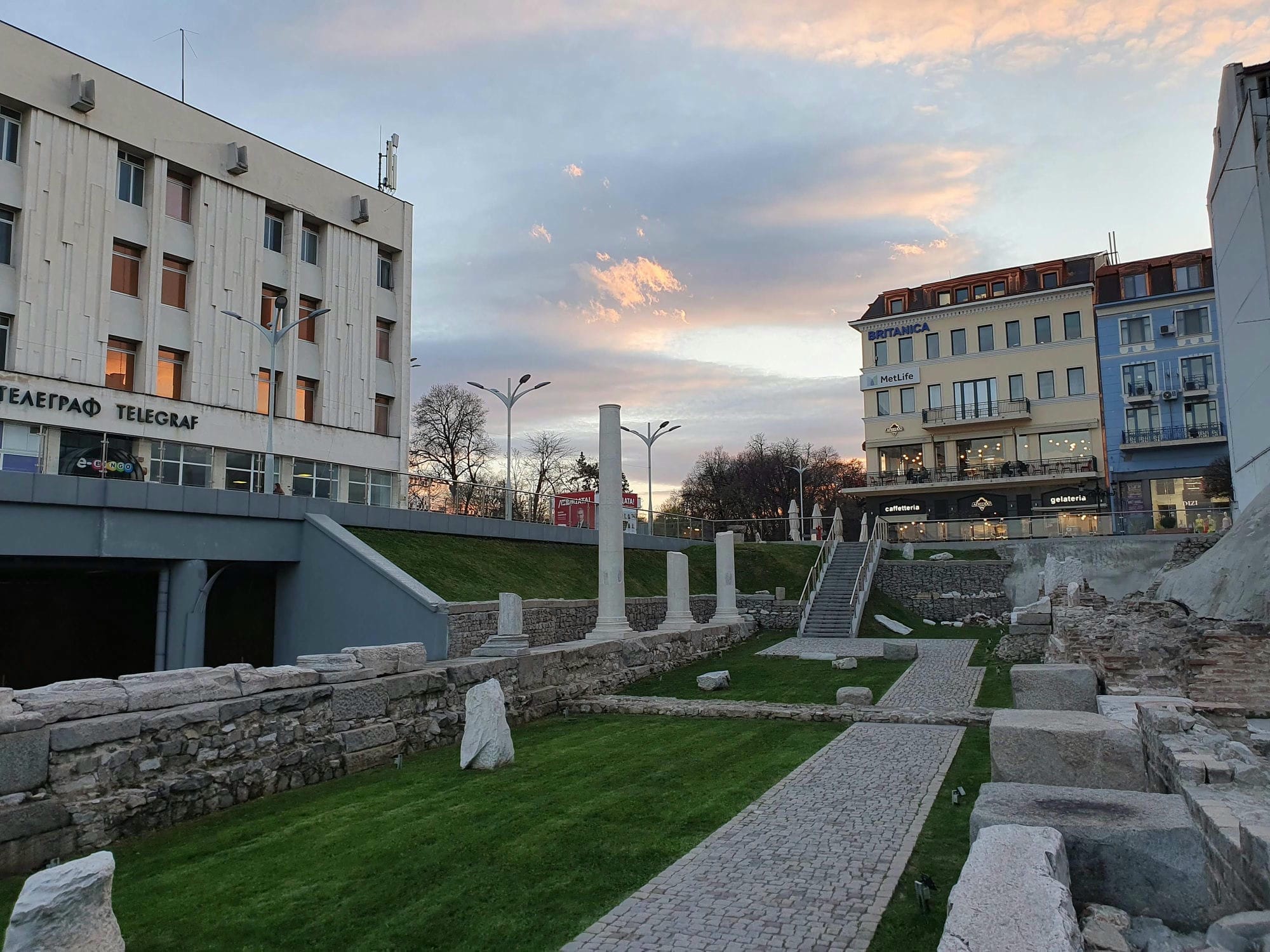 Roman Forum and Odeon Sunset Bulgaria