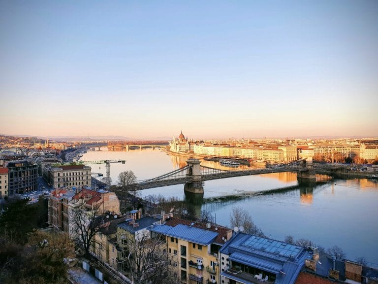Szechenyi Chain Bridge Across The River Danube