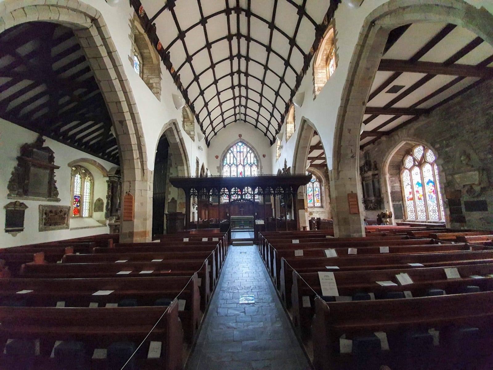 Nave and barrel roof inside Fowey Parish Church