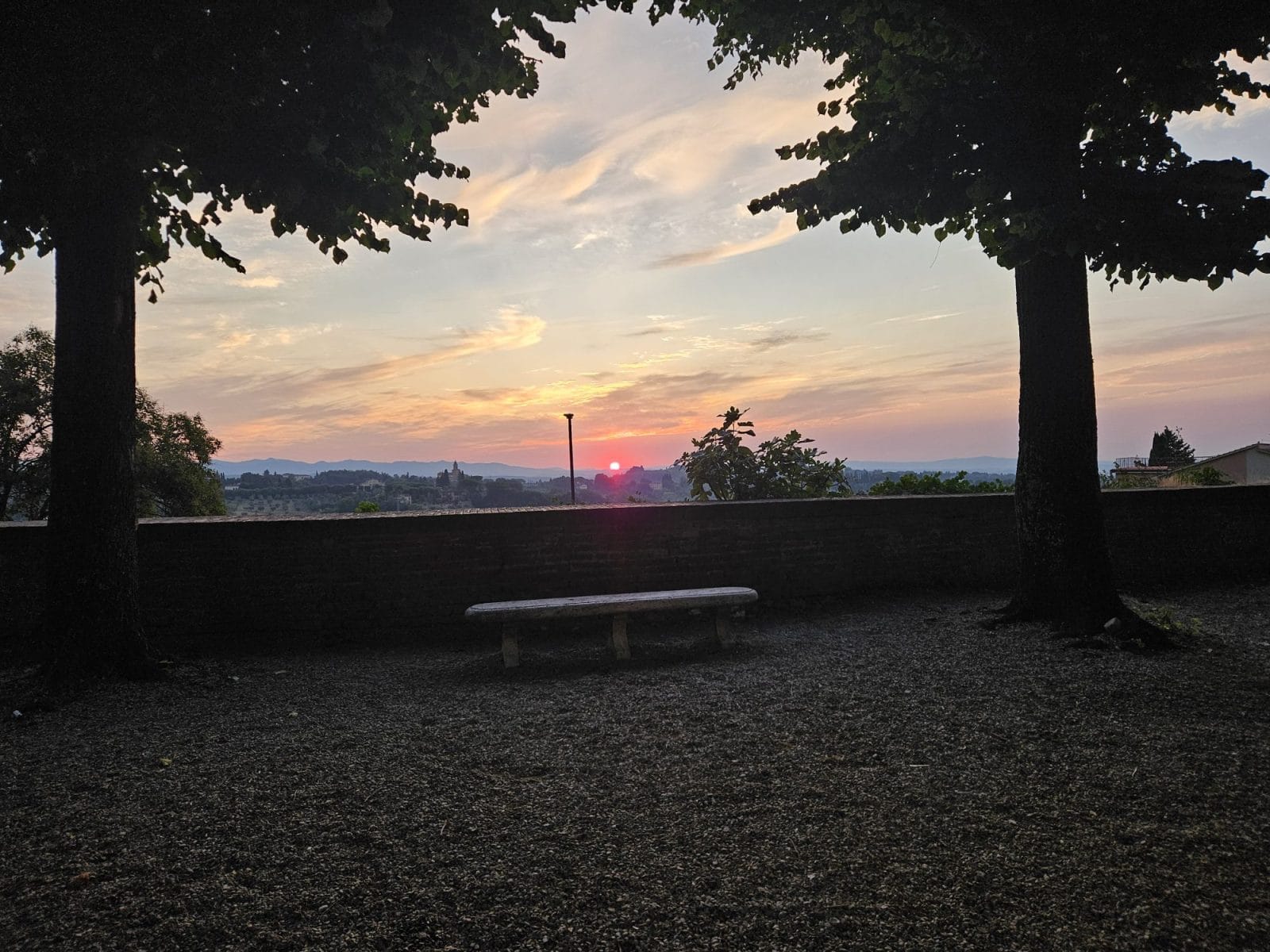 Bench and sunrise