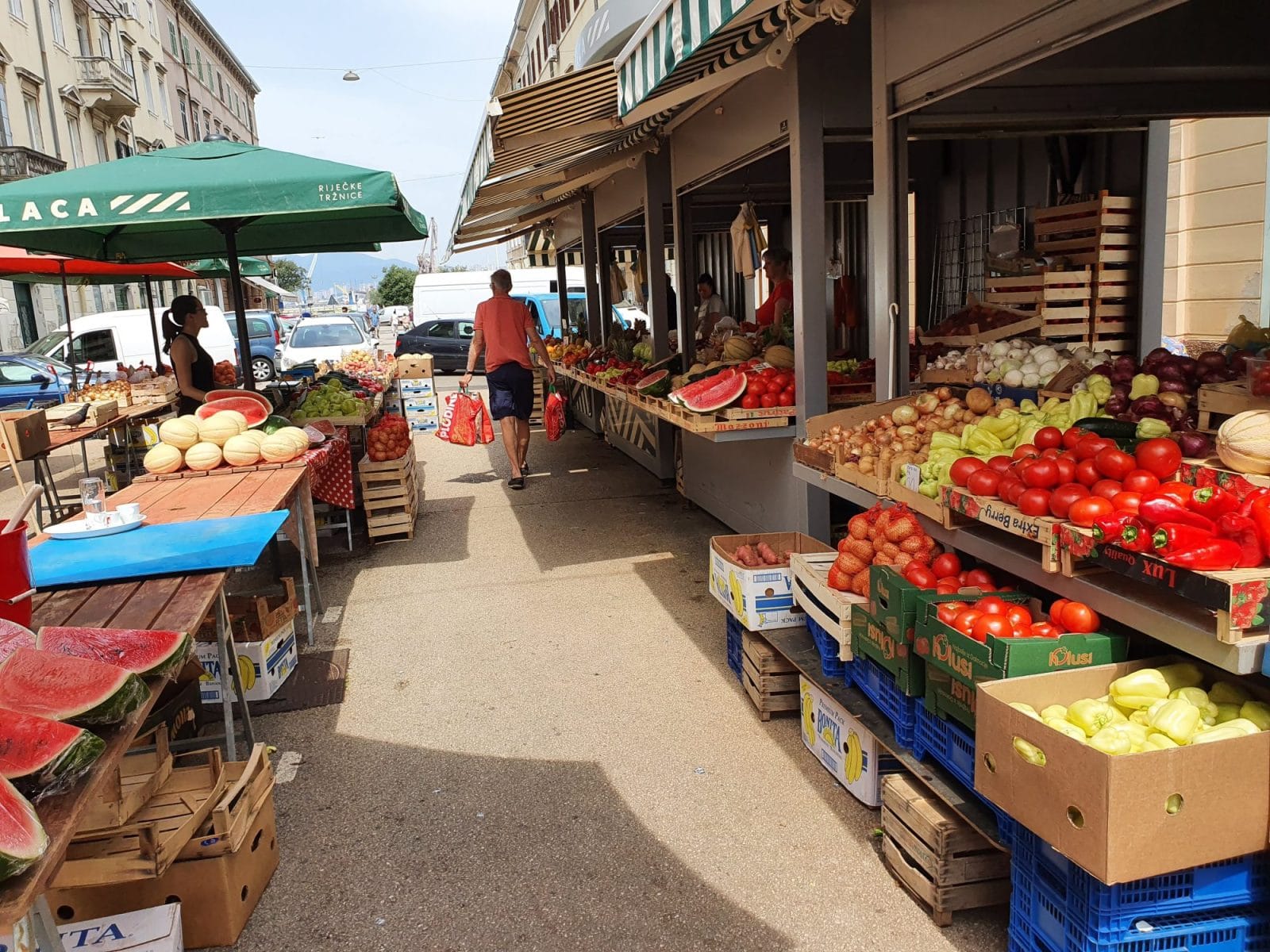 Street market stalls